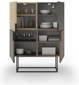 Barna-natúr színű szekrény tölgyfa dekorral 100x130 cm Titan – Marckeric