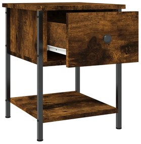 Füstös tölgy színű szerelt fa éjjeliszekrény 34 x 35,5 x 45 cm