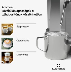 Klarstein GrandPresso karos kávéfőző, precíziós daráló, gőzfúvóka, portaszűrő, nyomásjelző, 20 bar