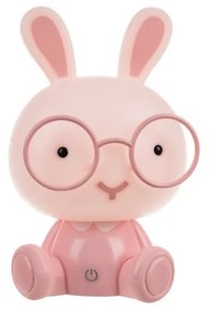 Éjszakai lámpa - nyuszi szemüveggel 23 cm Rózsaszín: Rózsaszín