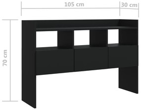 fekete szerelt fa tálalószekrény 105 x 30 x 70 cm