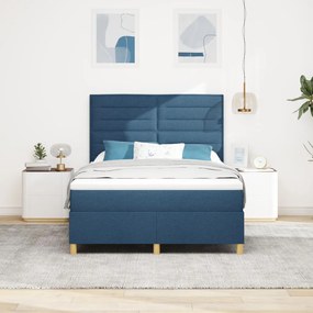 Box Spring Ágy Matrac Kék 140x190 cm Szövet