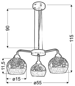Csillár zsinóron CROMINA 3xE27/60W/230V