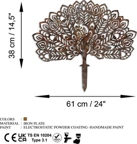 Peacock fém kerti dísztárgy, 53×61 cm – TR565TNL1298