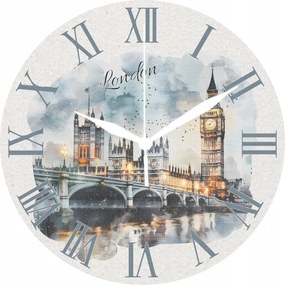 Dekoratív falióra London Big Ben nyomott mintás vászon hatású 35 cm