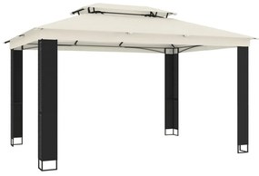 krémszínű acél dupla tetős pavilon 3,94 x 2,96 m
