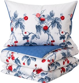 Flanel mikroszálas ágyneműhuzat BERRY BLOOM fehér-kék Ágyneműhuzat mérete: 70 x 90 cm | 140 x 200 cm