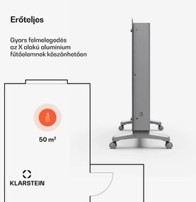 Klarstein Bansin Crystal Smart Kovektor 2500, 2500 W, Alkalmazás, 5- 50 °C, LED kijelző, Érintőképernyő