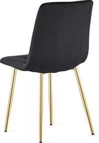 Fekete bársony étkezőszék LIBRA arany lábakkal