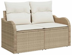 vidaXL Kerti Kanapé Szett párnával párnával 9 pcs Bézs Poly Rattan