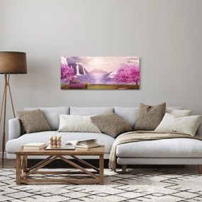 Rózsaszín fák képe fóval (120x50 cm)