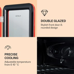 Klarstein PopLife, italhűtőszekrény, 115 liter, 0 - 10°C, retro kivitel, piros