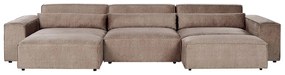 Kombinálható háromszemélyes jobb oldali barna kárpitozott kanapé ottománnal HELLNAR Beliani