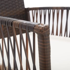 2 db barna polyrattan kerti karosszék párnákkal