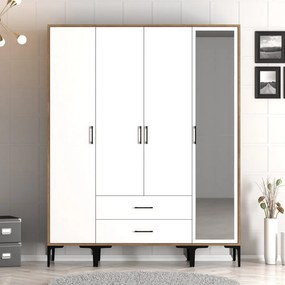 Kumsal gardróbszekrény, dió-fehér, 160 cm – TR845HCT5495