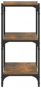 füstös tölgy színű fa és acél könyvszekrény 100 x 33 x 70,5 cm