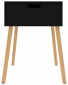 2 db magasfényű fekete szerelt fa éjjeliszekrény 40x40x56 cm