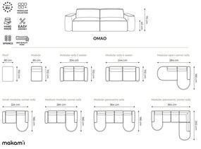 Szürkéskék zsenília sarokkanapé (bal oldali-heverő résszel) Omao – Makamii