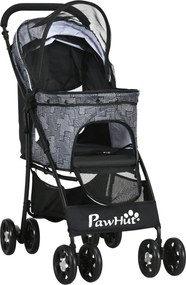 PawHut Kutya Kocsi, Összecsukható Kutya Babakocsi, Kutya Trolley Párnával, Macska Kocsi, Macska Kocsi 4 Kerekű, Hálós Ablak, Tárolóhely Kis Kutyák és