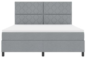 Box Spring Ágy Matraccal Világosszürke Szuper Király Szövet