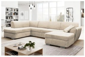 U-alakú, kihúzható sarokülőgarnitúra tárolóval SERPA, balos, bézs