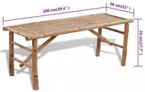 bambusz sörözőasztal 2 paddal 100 cm