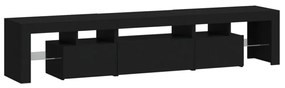 fekete TV-szekrény LED-világítással 200x36,5x40 cm