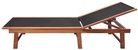 2 db tömör akácfa és textilén napozóágy asztallal