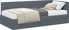 vidaXL Sarok Ágykeret Matraccal matracmal 2 pcs Szürke Bársony