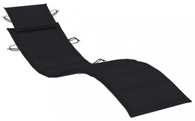 fekete oxford szövet napozóágy párna 186 x 58 x 3 cm