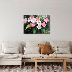 Üveg kép - Rózsaszín és fehér virágok (70x50 cm)