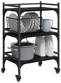 vidaXL Konyhai kocsi Fekete tölgy 50 x 35 x 75.5 cm Faanyag