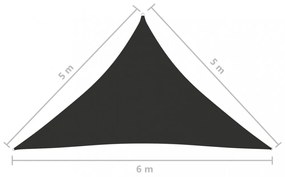 antracitszürke háromszögű oxford-szövet napvitorla 5 x 5 x 6 m