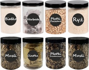 Befőttes üvegek ételtárolók tészta fűszerek 1000ml 8 db matricák