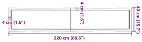 világosbarna kezelt tömör asztallap 220x40x(2-6) cm