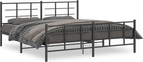 vidaXL fekete fém ágykeret fej- és lábtámlával 183 x 213 cm
