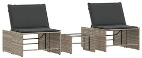 vidaXL 2 db világosszürke polyrattan napozóágy asztallal