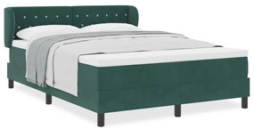 Boxspring Ágy Mattal Sötét Zöld 140x190 cm Bársony