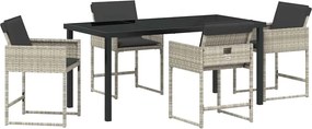 vidaXL Kert étkező szett 5 pcs Világosszürke polirattan