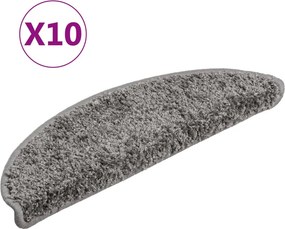 vidaXL 10 db szürke félkör alakú lépcsőszőnyeg 56 x 17 x 3 cm