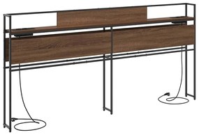 Tároló fejtámla polcokkal tárolóval barna tölgy 200 cm Faanyag