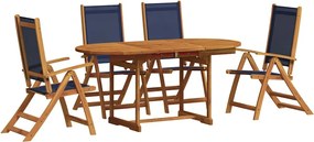 vidaXL 5 részes tömör akácfa és textilén kerti étkezőgarnitúra