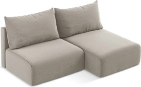 Szürkésbarna bársony kinyitható-tárolóhelyes sarokkanapé (jobb oldali-heverő résszel) Kalena – Makamii