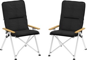 Outsunny 2 összecsukható alumínium kemping szék, hordozható kertiszék állítható magas háttámlával, fa karfával és hordtáskával kültéri használatra 59x