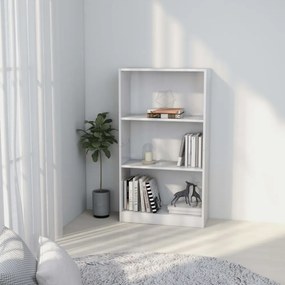 3 szintes fehér szerelt fa könyvszekrény 60 x 24 x 109 cm