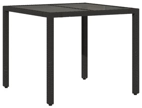 3 részes fekete polyrattan kerti bisztrógarnitúra párnákkal