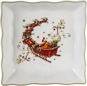 Tányér Tál Tálalótál Ünnepi porcelán Mikulás szánja Karácsony