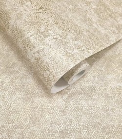 Holden Decor Textura Ophidian krém-szürke kígyóbőr mintás fémhatású vlies tapéta – 66123