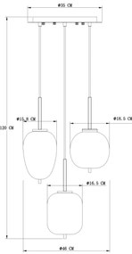 Globo 15345-3 - Csillár zsinóron BLACKY 3xE14/40W/230V