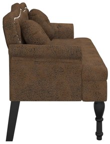 barna műbőr pad párnákkal 120,5 x 65 x 75 cm